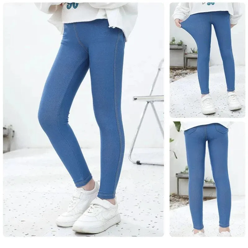 Spring Autumn Girl Pants Imitation Jeans For Girls