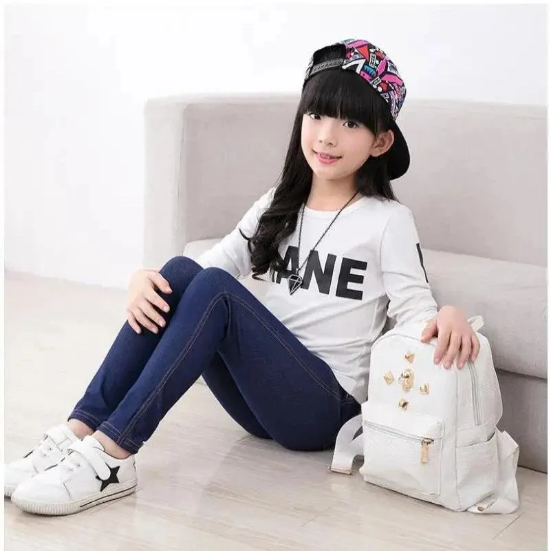 Spring Autumn Girl Pants Imitation Jeans For Girls