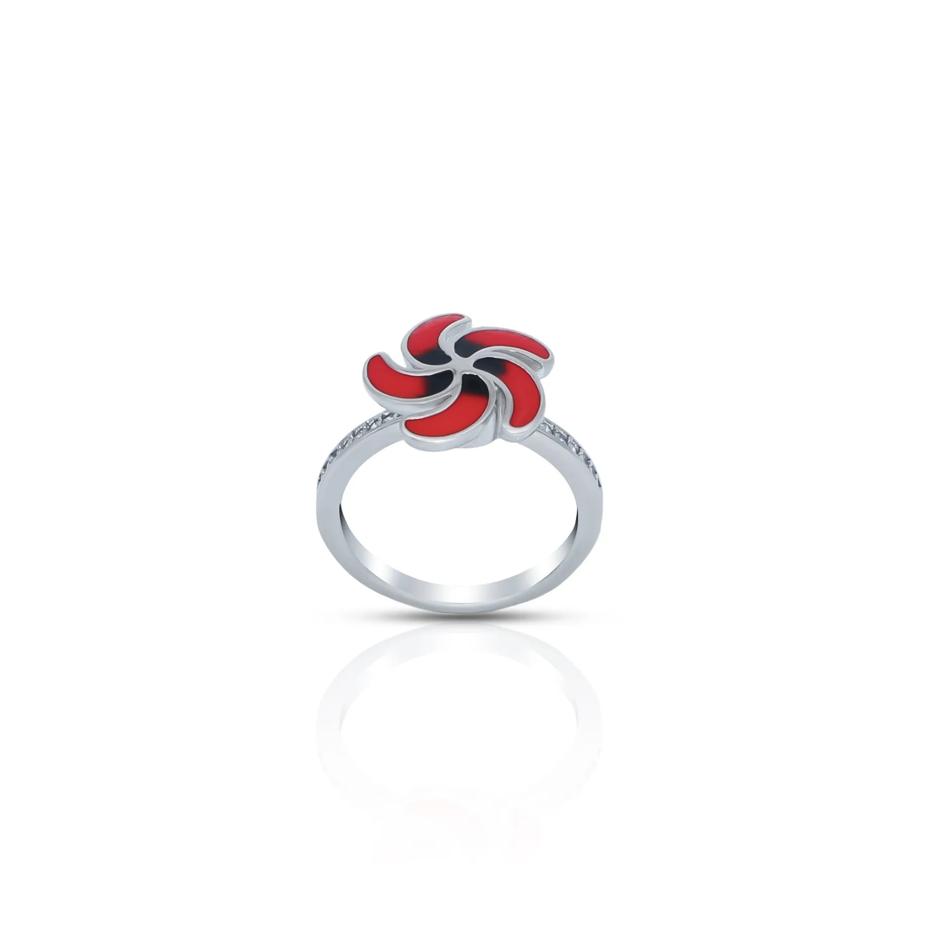 Sterling Silver Red Colour Fashion Ring