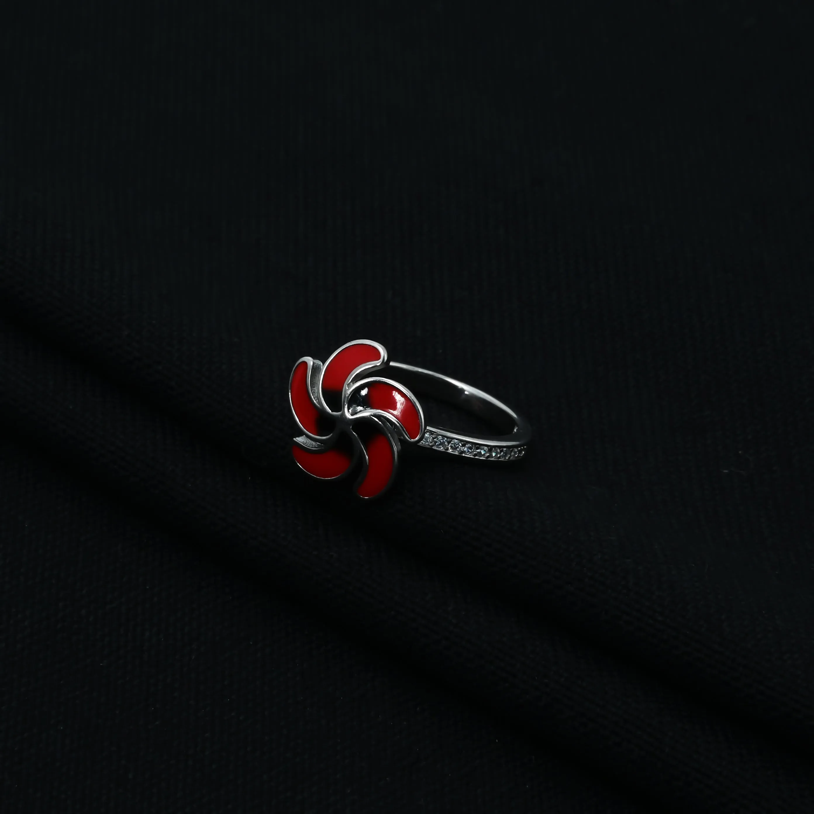Sterling Silver Red Colour Fashion Ring