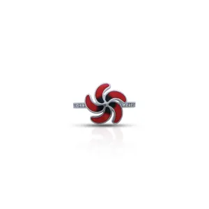 Sterling Silver Red Colour Fashion Ring