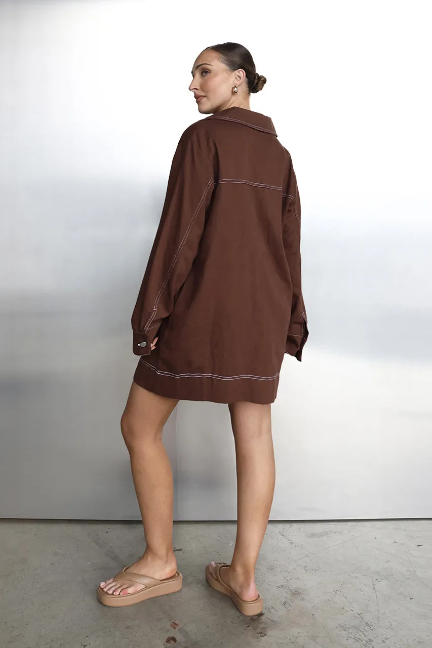 Tara L/Sleeve Dress | Choc