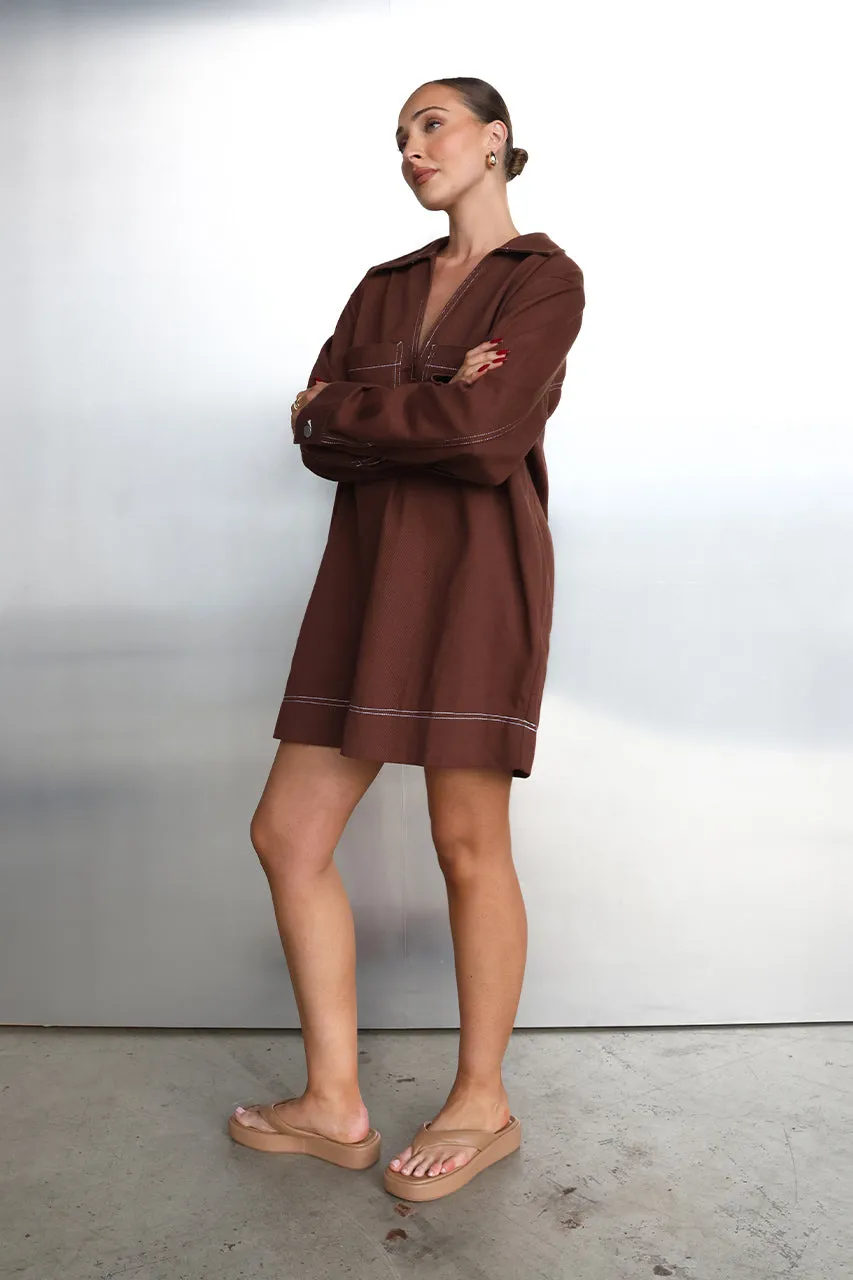 Tara L/Sleeve Dress | Choc