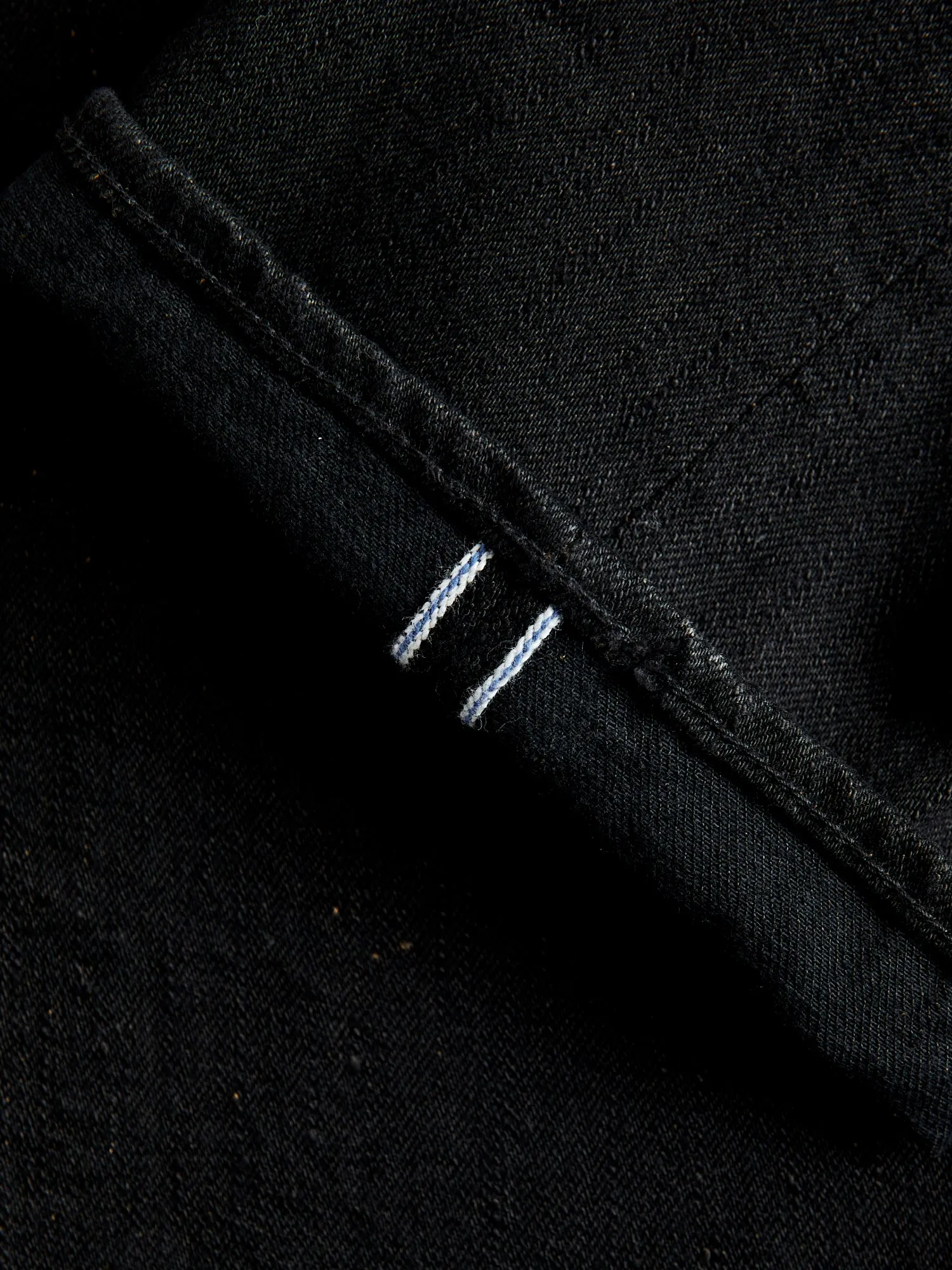 TCD-005-BK "Teacore Black" 14oz Rinsed Black Selvedge Denim - Slim Straight Fit