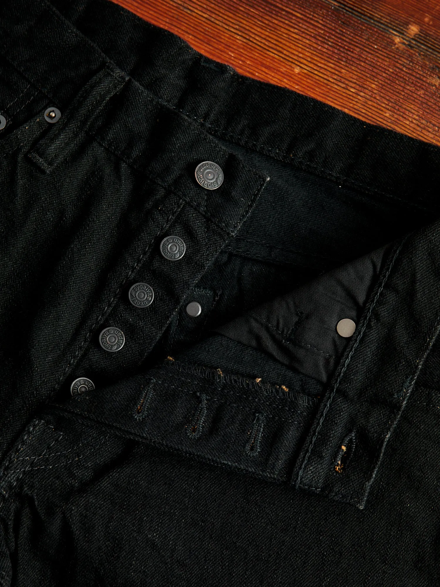 TCD-005-BK "Teacore Black" 14oz Rinsed Black Selvedge Denim - Slim Straight Fit