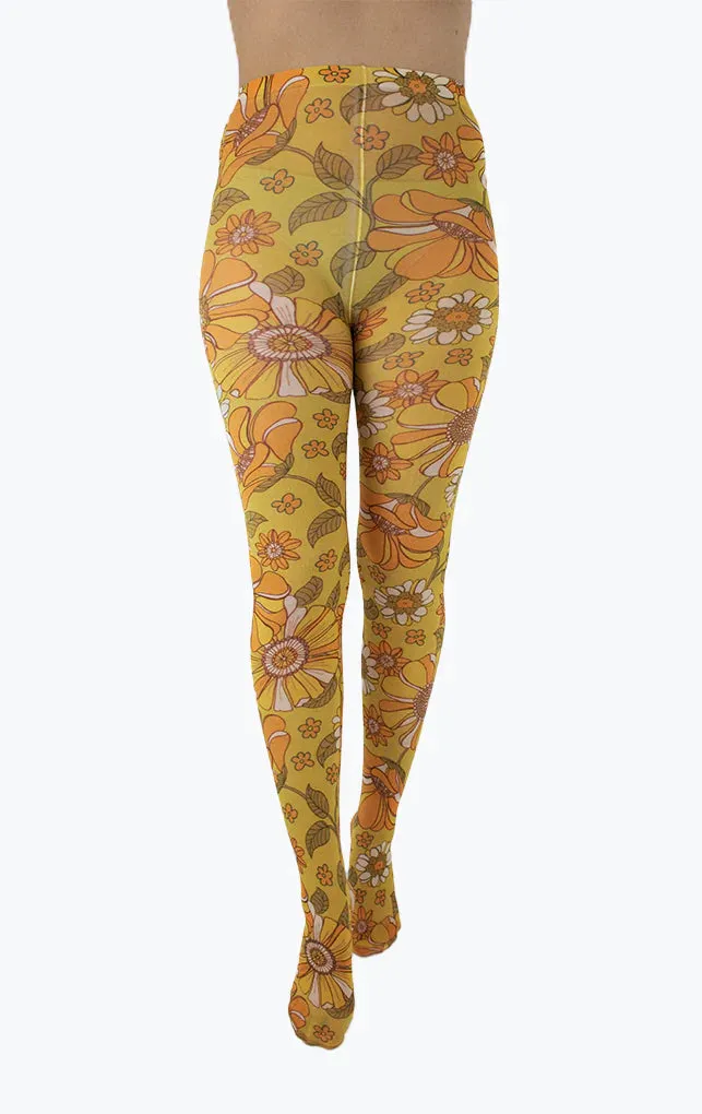 Throwback Floral Printed Tights - sizes 4-20