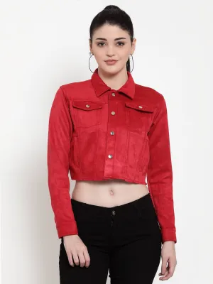 Women Red Sweet Solid Jacket