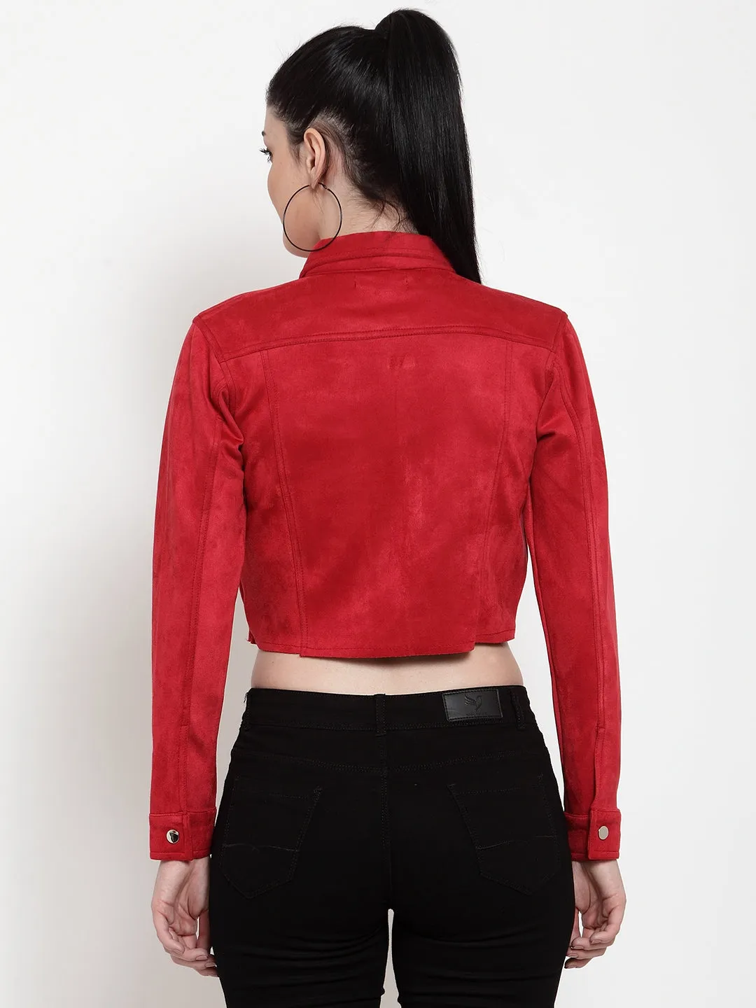 Women Red Sweet Solid Jacket